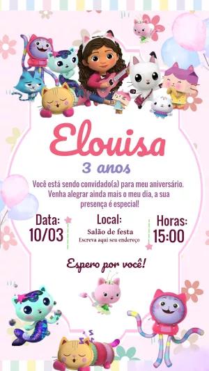 Convite de Aniversário A Casa Mágica da Gabby para Editar