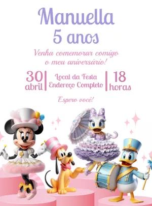 Convite Aniversário Turma do Mickey Circo Rosa para Editar
