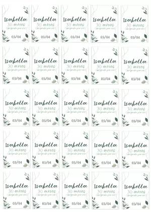 Tag de Aniversário Floral com Folhas Verdes para Editar Online