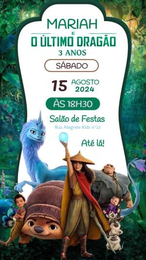Convite de Aniversário Raya e o Último Dragão para Editar