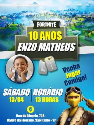Convite de Aniversário Fortnite com Foto para Editar Online