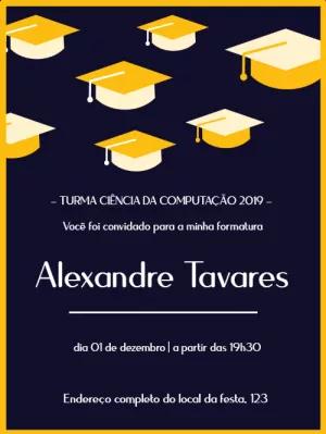 Convite de Formatura com Chapéus para Editar Online