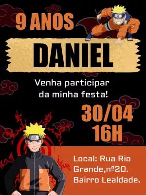 Convite de Aniversário Naruto com Personagens para Editar Online
