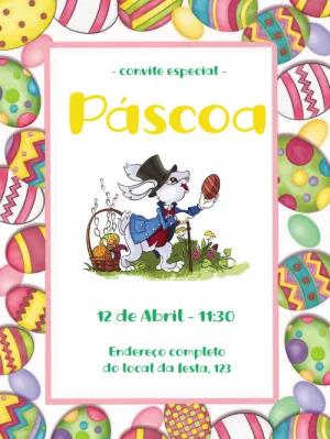 Convite de Páscoa com Coelho Elegante para Editar Online