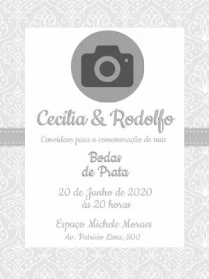 Convite Bodas de Prata com Foto para Editar Online