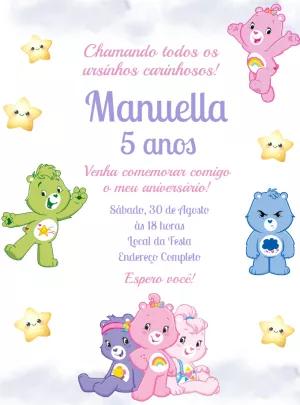 Convite Aniversário Ursinhos Carinhosos para Editar Online