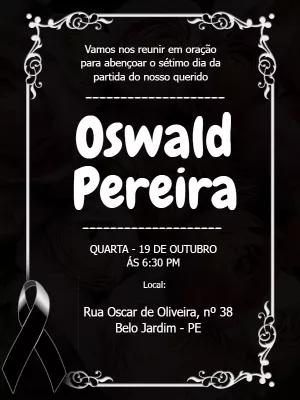 Convite Missa de Sétimo Dia Luto Elegante para Editar Online