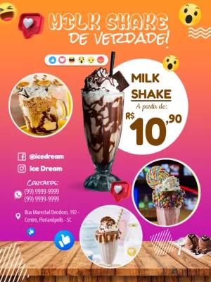 Folheto de Milk Shake Cremoso para Editar e Imprimir