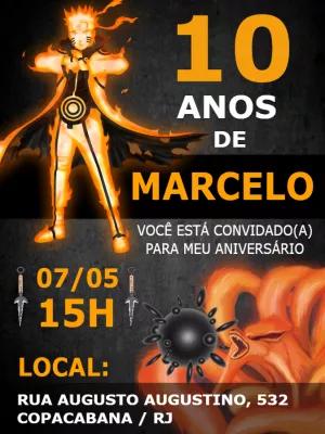 Convite de Aniversário Naruto Editável Online para Imprimir