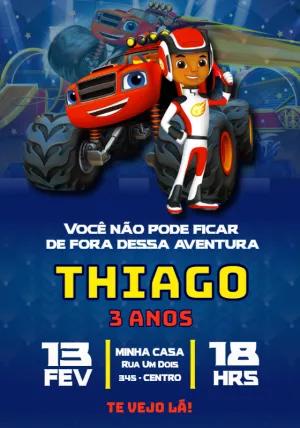 Convite de Aniversário Blaze Monster Machines para Editar
