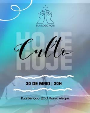 Arte para Culto de Igreja Editável Online para Divulgar