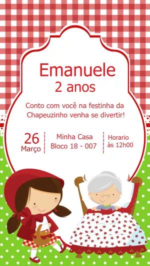 Convite Aniversário Chapeuzinho Vermelho para Editar Online