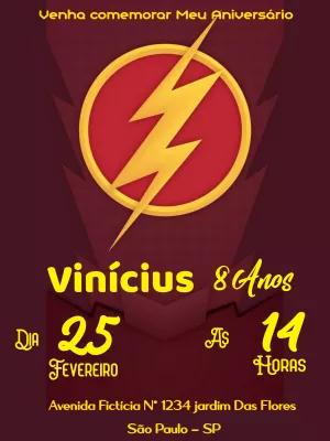Convite Aniversário The Flash Editável para Personalizar