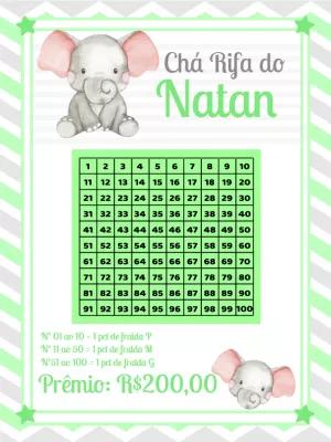Rifa Chá de Bebê Elefantinho Verde para Editar Online