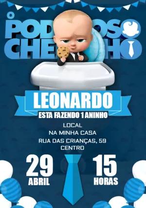 Convite de Aniversário Poderoso Chefinho para Editar Online