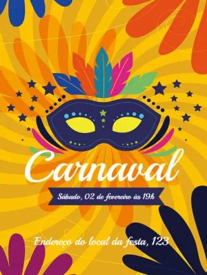 Convite de Carnaval com Máscara Colorida para Editar Online