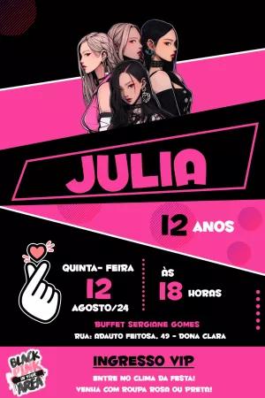 Convite de Aniversário Blackpink K-pop para Editar Online