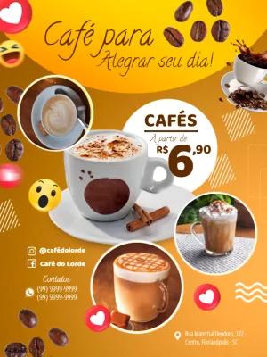 Flyer de Cafeteria com Promoção de Café para Editar Online