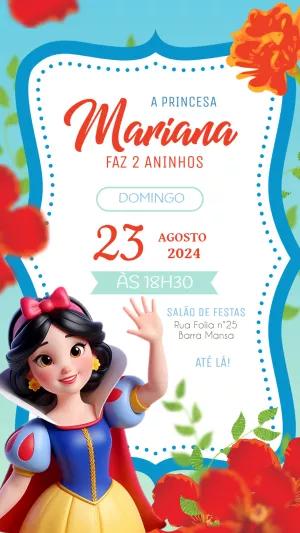 Convite Aniversário Branca de Neve para Editar Online