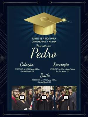 Convite de Formatura com Fotos para Editar Online