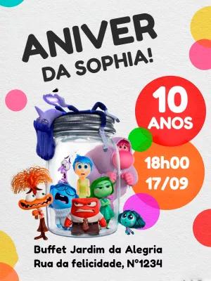 Convite de Aniversário Divertida Mente 2 para Editar Online