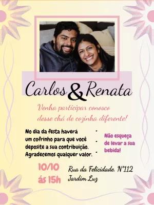Convite de Chá de Cozinha com Foto para Editar Online
