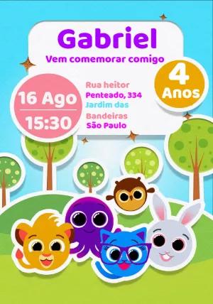 Convite de Aniversário Bolofofos com Personagens para Editar