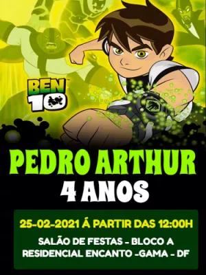 Convite de Aniversário Ben 10 com Personagens para Editar