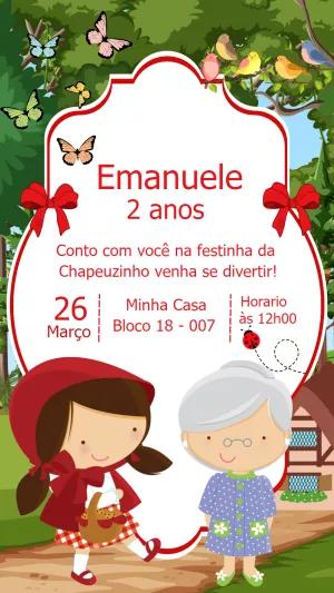 Convite Aniversário Chapeuzinho Vermelho para Editar Online