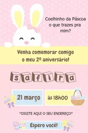 Convite Aniversário Coelhinho da Páscoa Editável Online