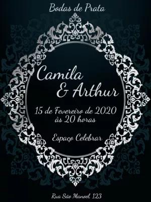 Convite de Bodas de Prata Elegante para Editar Online