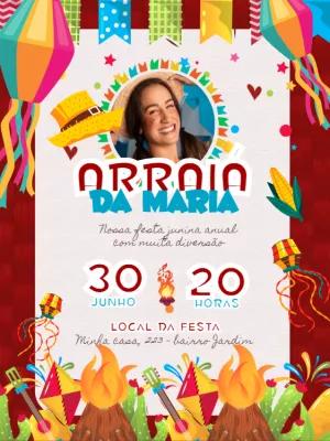 Convite de Festa Junina com Foto para Editar Online