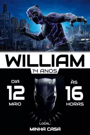 Convite de Aniversário Pantera Negra Editável Online