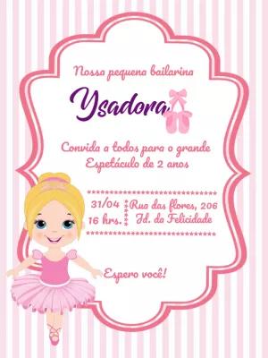 Convite de Aniversário Bailarina para Editar Online