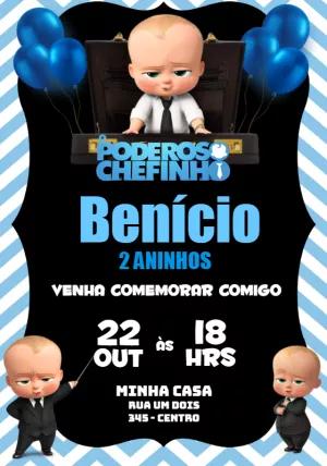 Convite de Aniversário O Poderoso Chefinho na Maleta para Editar