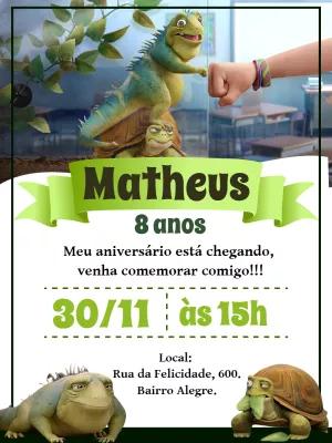 Convite Aniversário Léo Filme com Personagens para Editar Online