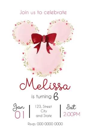 Floral Mouse Birthday Invitation Editable Template