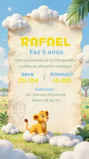 Convite de Aniversário Rei Leão Fofo para Editar Online