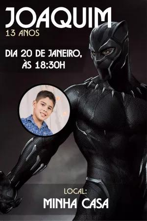 Convite Aniversário Pantera Negra com Foto para Editar Online