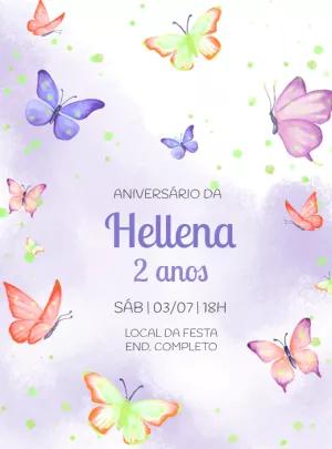 Convite Aniversário Jardim das Borboletas Aquarela para Editar