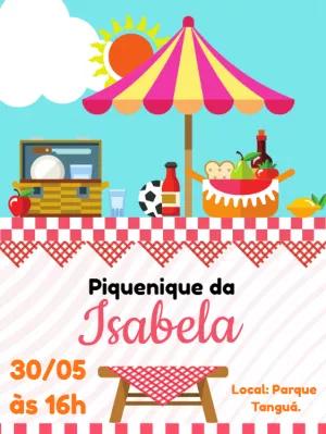 Convite de Aniversário Tema Piquenique para Editar Online