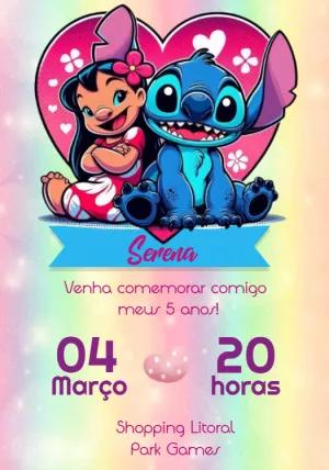 Convite de Aniversário Lilo e Stitch para Editar Online