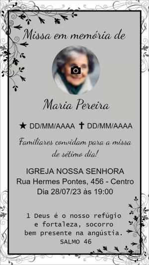 Convite Missa de Sétimo Dia com Foto Editável Online