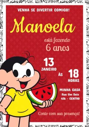 Convite Aniversário Magali Turma da Mônica para Editar Online