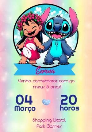 Convite de Aniversário Lilo e Stitch para Editar Online