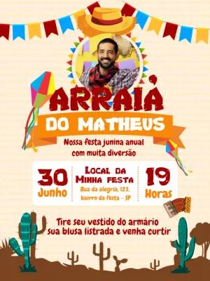 Convite de Festa Junina com Foto para Editar Online