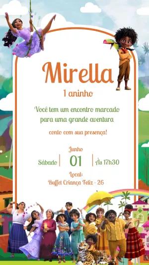 Convite de Aniversário Encanto com Personagens para Editar Online