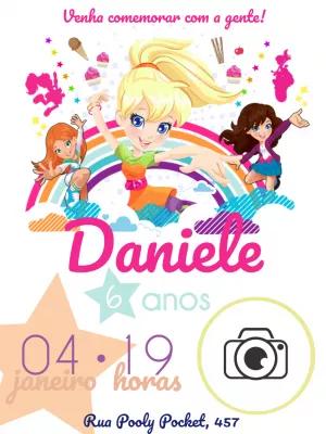 Convite de Aniversário Polly Pocket com Foto para Editar Online