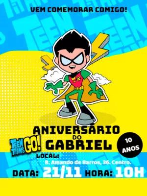 Convite Aniversário Robin Jovens Titãs para Editar Online