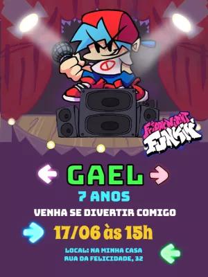 Convite Aniversário Friday Night Funkin' para Editar Online